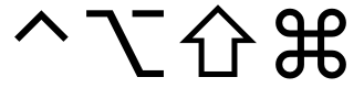 The Control, Option, Shift and Command symbols