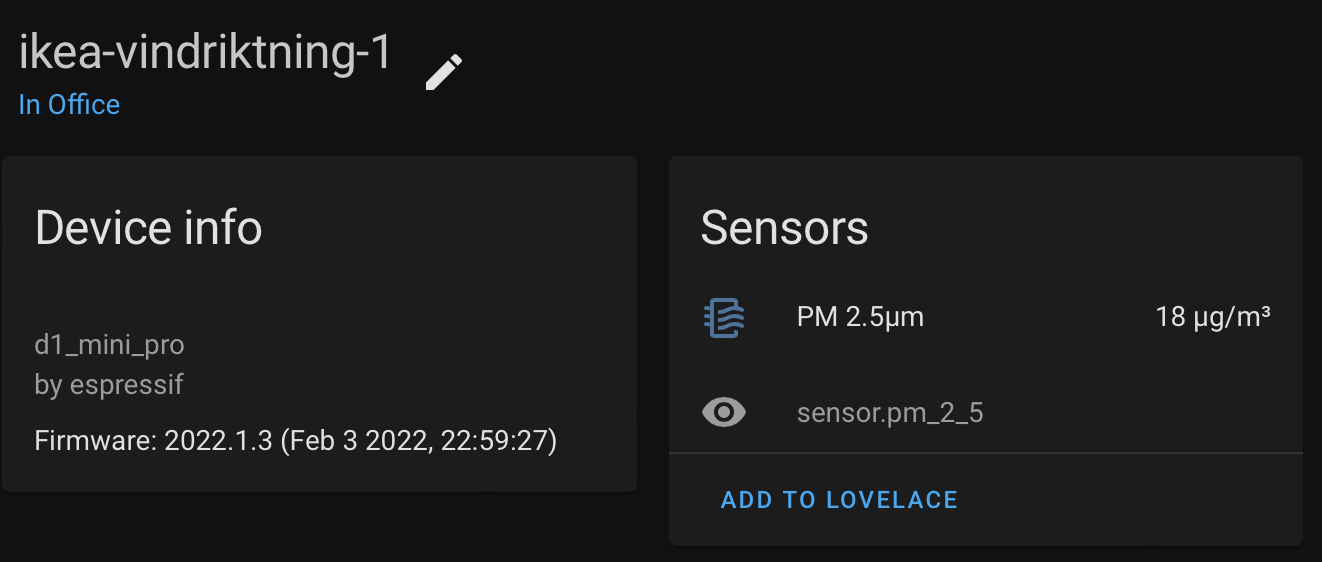 VINDRIKTNING device in Home Assistant